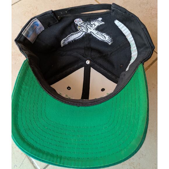 Philadelphia Eagles 90s AJD snapback Spell Blockhead wool blk kelly hat NFL vtg - Picture 4 of 6